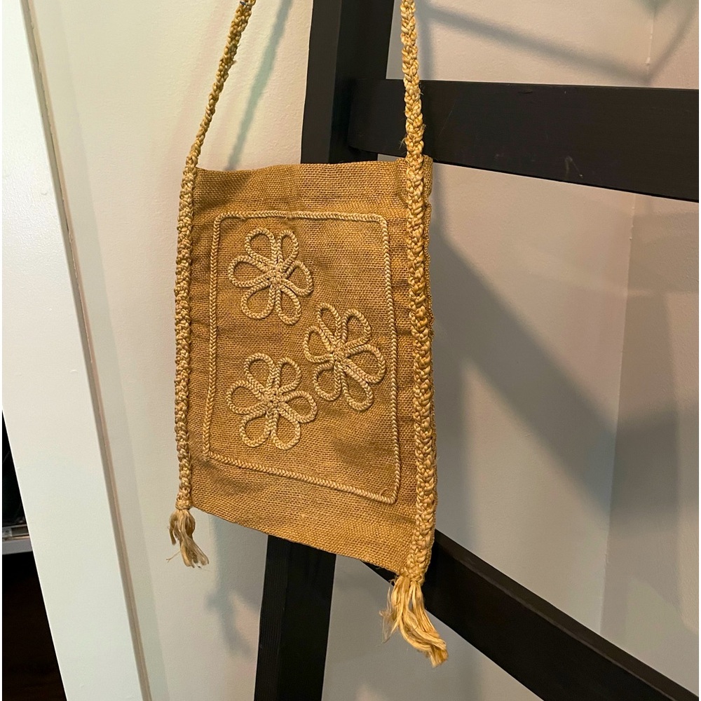 Vintage 1970’s canvas tote bag with flowers